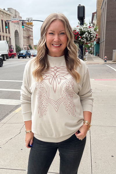 Buckle Up Cowgirl Sweatshirt - Mineral Oatmeal