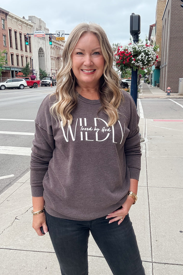Wildly Loved By God Sweatshirt - Mineral Brown