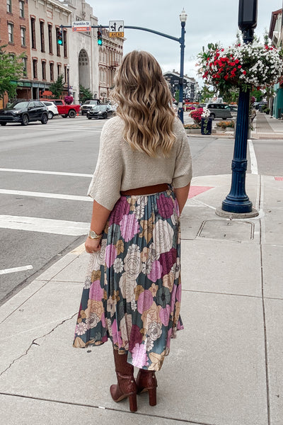Della Teal Floral Skirt