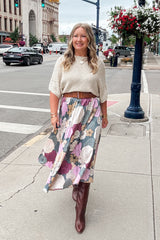 Della Teal Floral Skirt