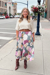 Della Teal Floral Skirt