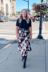 Holland Black Floral Satin Skirt
