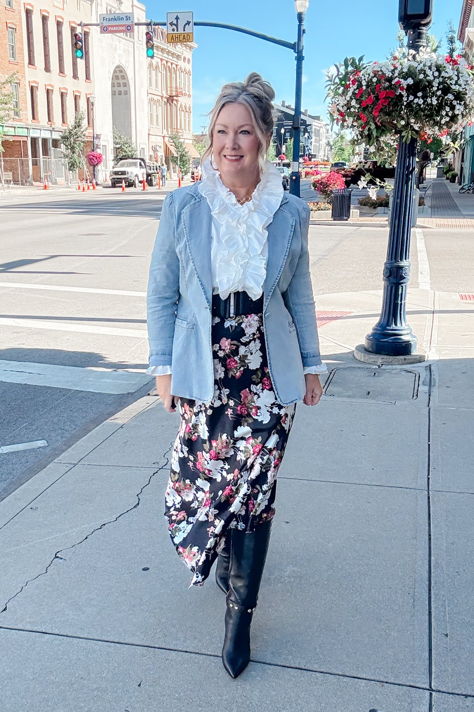 Holland Black Floral Satin Skirt