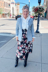 Holland Black Floral Satin Skirt
