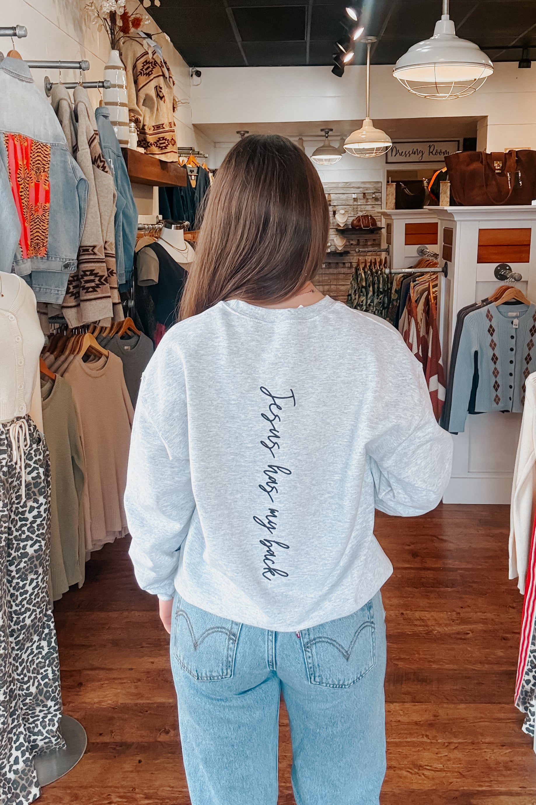 Jesus Has My Back Crewneck Sweatshirt