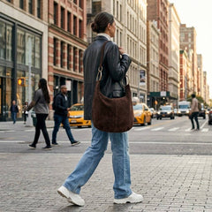 Italian Genuine Suede Hobo Bag - Chocolate Suede