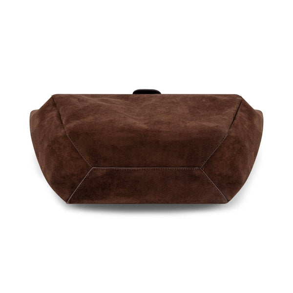 Harper Lock Faux Suede Tote Bag - Chocolate