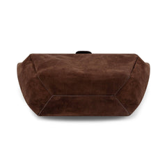 Harper Lock Faux Suede Tote Bag - Chocolate