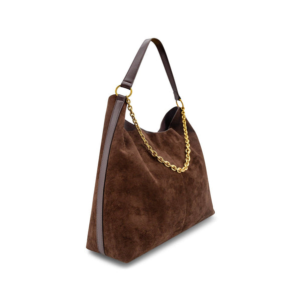 Sava Faux Suede Tote Bag - Brown