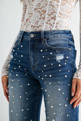 Mica Wide Leg Pearl Embellishment