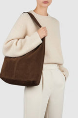 Palermo Italian Genuine Suede Hobo Bag - Chocolate Suede