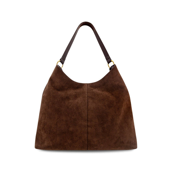 Sava Faux Suede Tote Bag - Brown