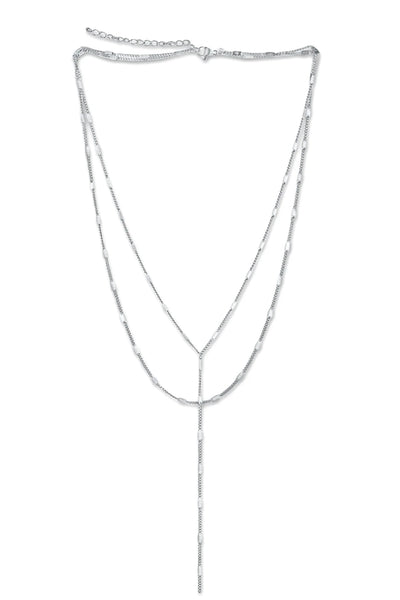 Camilla Dainty Lariat Chain Necklace - Silver