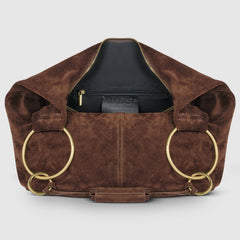 Italian Genuine Suede Hobo Bag - Chocolate Suede