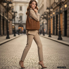 Palermo Italian Genuine Suede Hobo Bag - Olive Suede
