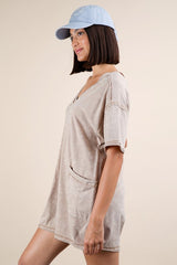 Kylie Mineral Washed Romper - Taupe