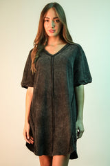 Gia Mineral Washed Dress - Black