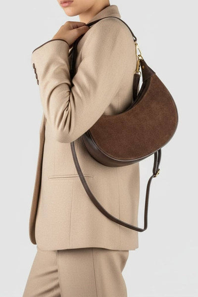 Arezzo Genuine Suede Shoulder Bag - Chocolate Suede