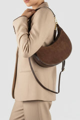 Arezzo Genuine Suede Shoulder Bag - Chocolate Suede