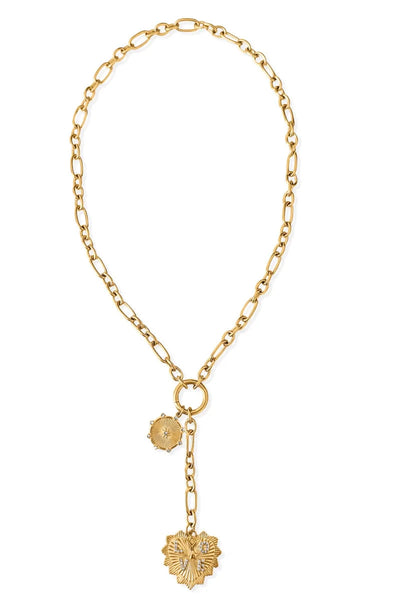 Nikita Toggle Chain Medallion Lariat Necklace - Gold