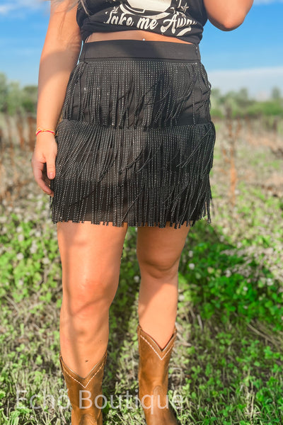 Rhinestone Cowgirl Fringe Skirt