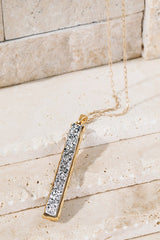 Druzy Pendant Necklace - Silver