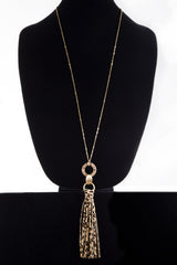 Leather Tassel Necklace - Grey Snake