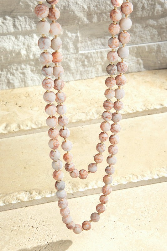 60" Natural Stone Necklace - Red Picasso