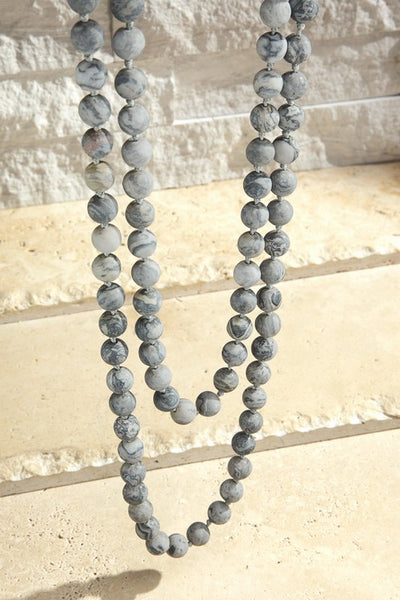 60" Natural Stone Necklace - Crazy Jasper